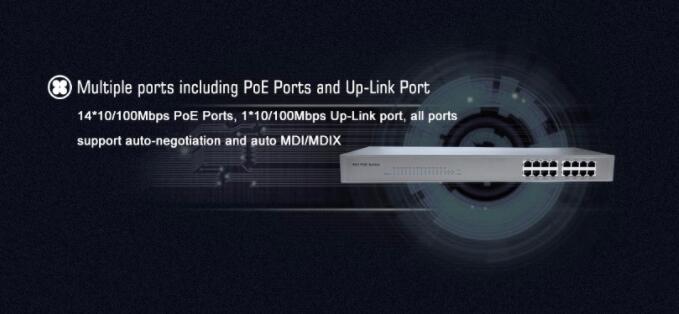 Easy Maintenance Power Over Ethernet Switch , 16 Ports 24V Passive PoE Switch