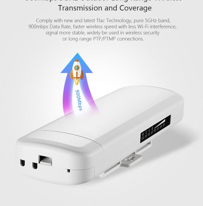 ABS Material 5.8 GHz Outdoor CPE Device Wireless Bridge 802.11AC One Key Connection